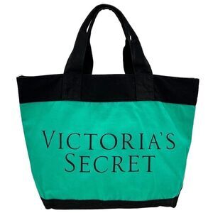 Victoria's Secret Green Blue Black Color Block Limited Edition Large Tote Bag